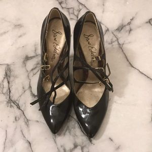 Black patent leather heels